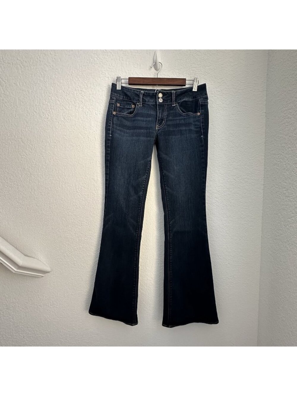 American Eagle Slim Flare Jeans Women's Size 6 Blue Cotton Denim Long Pants Y2K